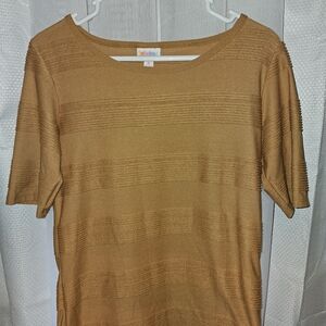 LuLaRoe Women's Short Sleeve Knit Top - Camel Brown